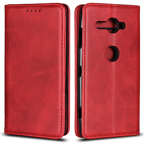 Funda de Cuero Cartera con Soporte Carcasa L02 para Sony Xperia XZ2 Compact Rojo