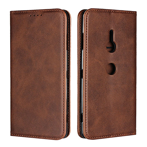 Funda de Cuero Cartera con Soporte Carcasa L02 para Sony Xperia XZ3 Marron