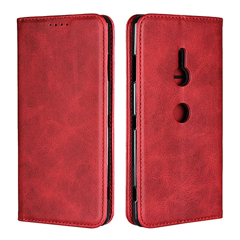 Funda de Cuero Cartera con Soporte Carcasa L02 para Sony Xperia XZ3 Rojo