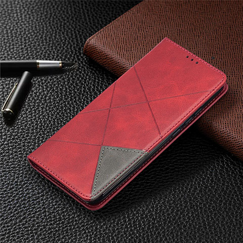 Funda de Cuero Cartera con Soporte Carcasa L02 para Xiaomi Redmi 9C Rojo