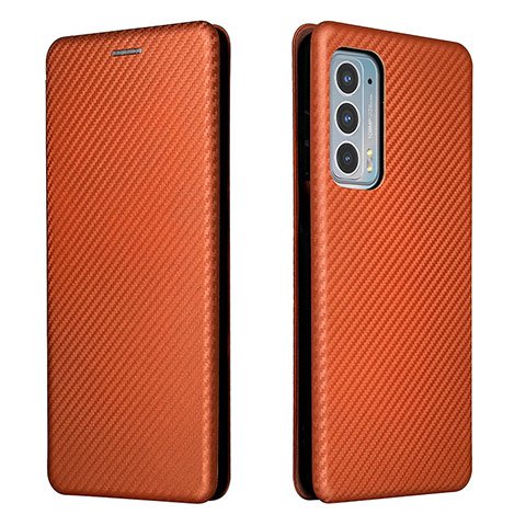 Funda de Cuero Cartera con Soporte Carcasa L02Z para Motorola Moto Edge 20 5G Marron