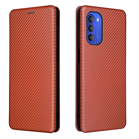 Funda de Cuero Cartera con Soporte Carcasa L02Z para Motorola Moto G51 5G Marron