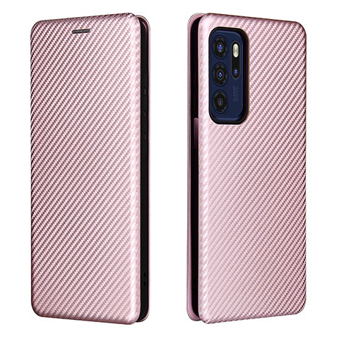 Funda de Cuero Cartera con Soporte Carcasa L02Z para Motorola Moto G60s Oro Rosa