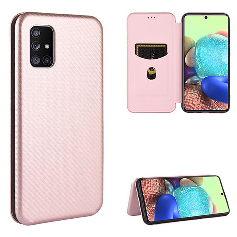 Funda de Cuero Cartera con Soporte Carcasa L02Z para Samsung Galaxy A51 5G Oro Rosa