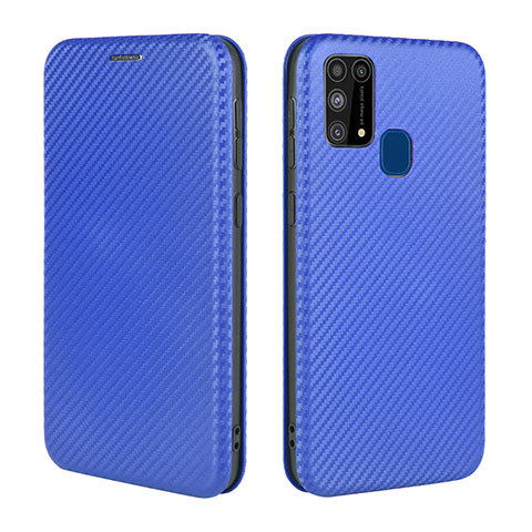 Funda de Cuero Cartera con Soporte Carcasa L02Z para Samsung Galaxy M21s Azul