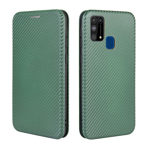 Funda de Cuero Cartera con Soporte Carcasa L02Z para Samsung Galaxy M21s Verde