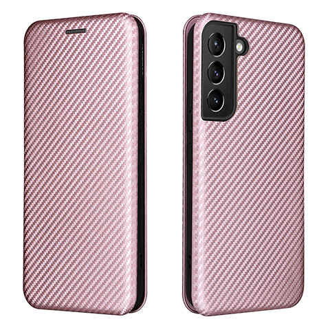 Funda de Cuero Cartera con Soporte Carcasa L02Z para Samsung Galaxy S21 Plus 5G Oro Rosa