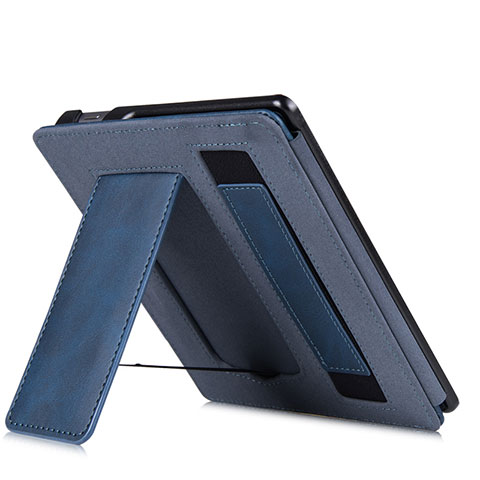 Funda de Cuero Cartera con Soporte Carcasa L03 para Amazon Kindle Oasis 7 inch Azul