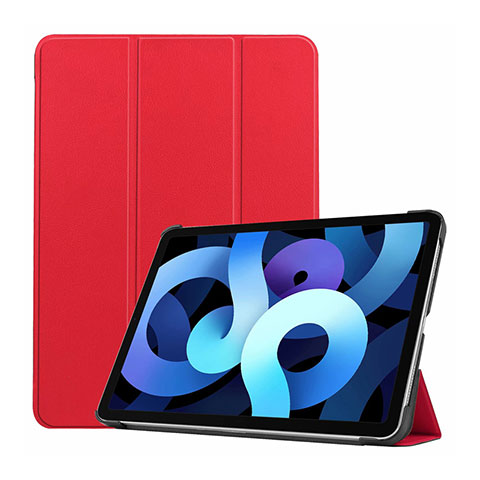 Funda de Cuero Cartera con Soporte Carcasa L03 para Apple iPad Air 4 10.9 (2020) Rojo