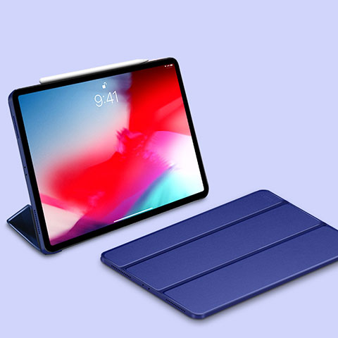 Funda de Cuero Cartera con Soporte Carcasa L03 para Apple iPad Pro 11 (2018) Azul