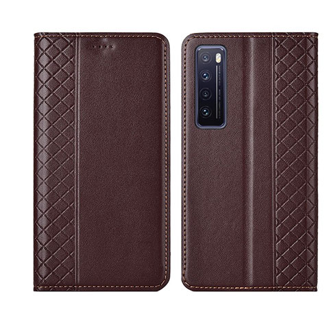 Funda de Cuero Cartera con Soporte Carcasa L03 para Huawei Nova 7 5G Marron