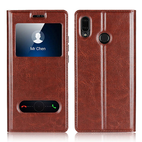 Funda de Cuero Cartera con Soporte Carcasa L03 para Huawei P20 Lite Marron