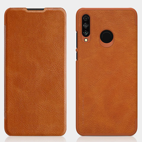 Funda de Cuero Cartera con Soporte Carcasa L03 para Huawei P30 Lite Marron