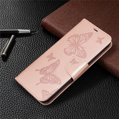 Funda de Cuero Cartera con Soporte Carcasa L03 para Huawei Y7p Oro Rosa