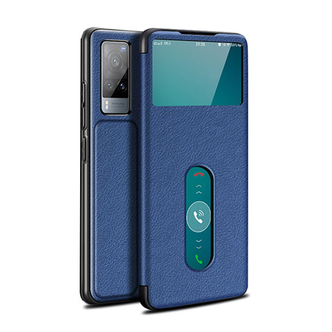 Funda de Cuero Cartera con Soporte Carcasa L03 para Vivo X60T 5G Azul