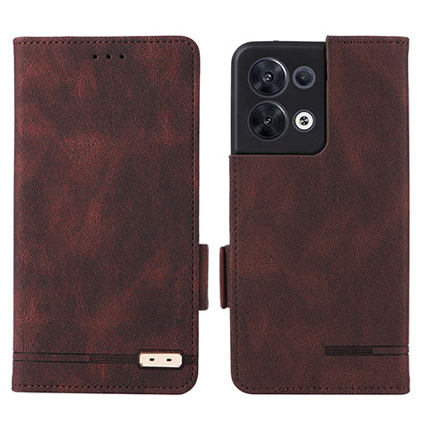 Funda de Cuero Cartera con Soporte Carcasa L03Z para Oppo Reno8 5G Marron