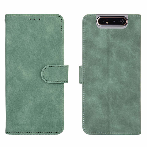 Funda de Cuero Cartera con Soporte Carcasa L03Z para Samsung Galaxy A80 Verde