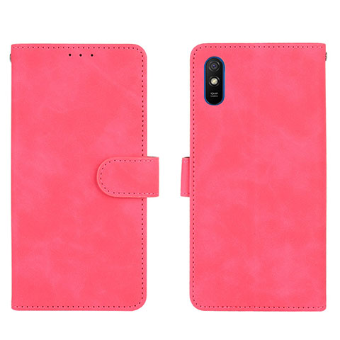 Funda de Cuero Cartera con Soporte Carcasa L03Z para Xiaomi Redmi 9A Rosa Roja