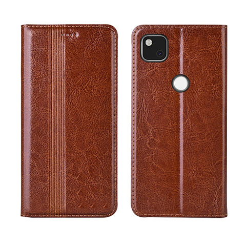 Funda de Cuero Cartera con Soporte Carcasa L04 para Google Pixel 4a Marron Claro