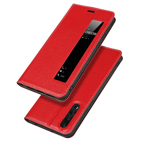 Funda de Cuero Cartera con Soporte Carcasa L04 para Huawei P20 Pro Rojo