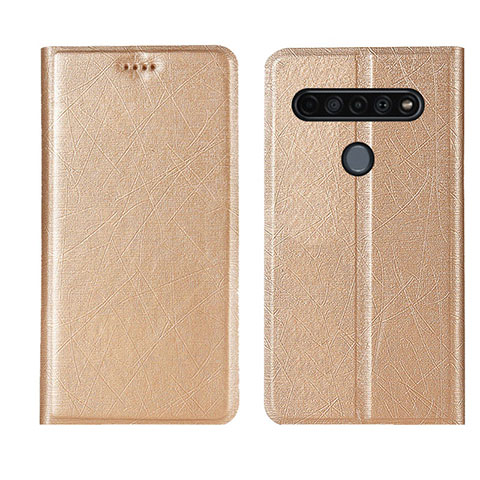 Funda de Cuero Cartera con Soporte Carcasa L04 para LG K61 Oro