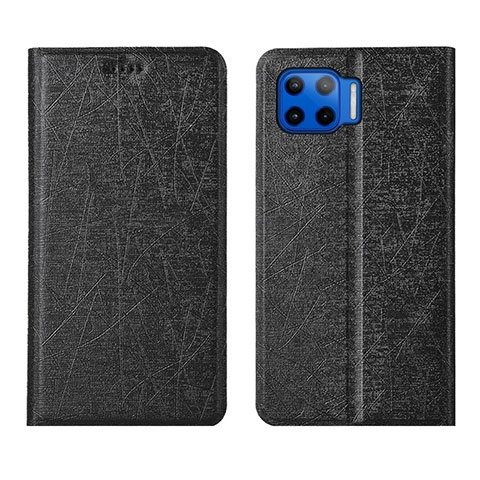 Funda de Cuero Cartera con Soporte Carcasa L04 para Motorola Moto One 5G Negro