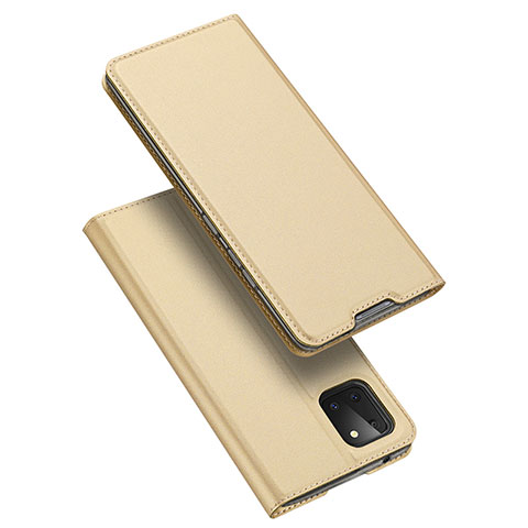 Funda de Cuero Cartera con Soporte Carcasa L04 para Samsung Galaxy A81 Oro