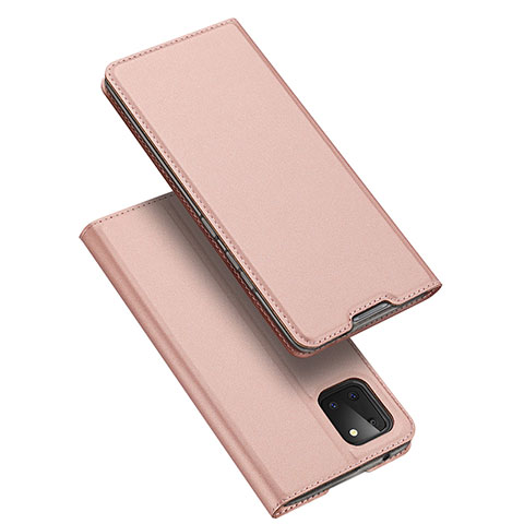 Funda de Cuero Cartera con Soporte Carcasa L04 para Samsung Galaxy A81 Oro Rosa