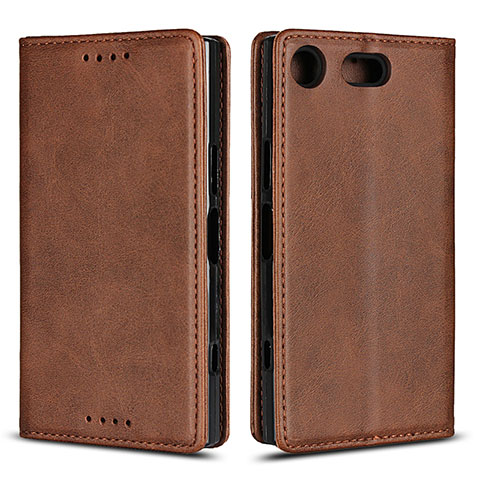 Funda de Cuero Cartera con Soporte Carcasa L04 para Sony Xperia XZ1 Compact Marron