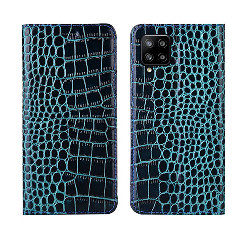 Funda de Cuero Cartera con Soporte Carcasa L05 para Samsung Galaxy A42 5G Azul