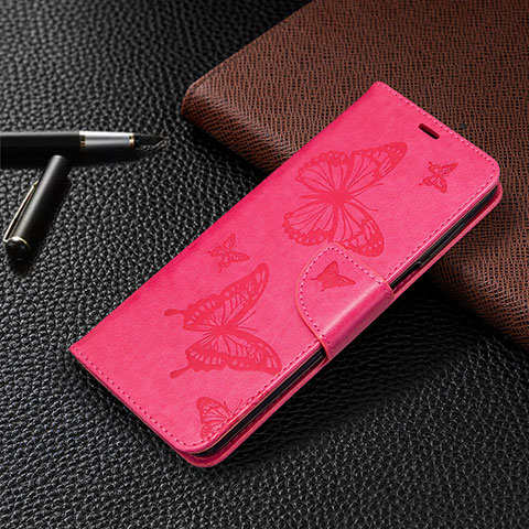 Funda de Cuero Cartera con Soporte Carcasa L05 para Xiaomi Redmi Note 9 Pro Rosa Roja