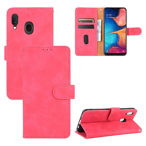 Funda de Cuero Cartera con Soporte Carcasa L05Z para Samsung Galaxy M10S Rosa Roja