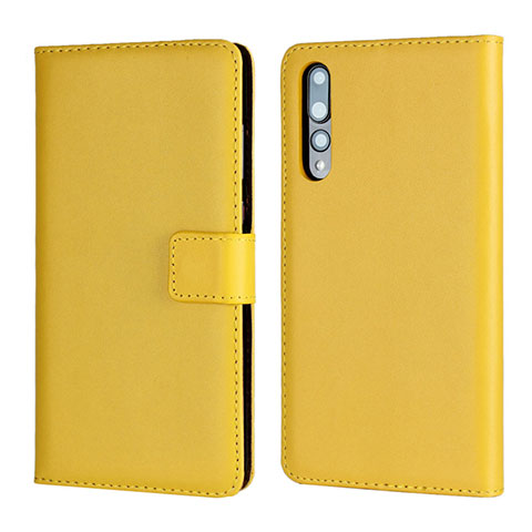 Funda de Cuero Cartera con Soporte Carcasa L06 para Huawei P20 Pro Amarillo