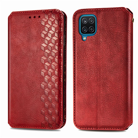 Funda de Cuero Cartera con Soporte Carcasa L06 para Samsung Galaxy M12 Rojo