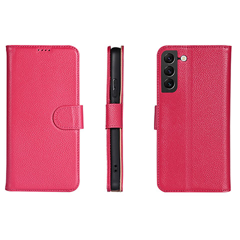 Funda de Cuero Cartera con Soporte Carcasa L06 para Samsung Galaxy S21 Plus 5G Rosa Roja
