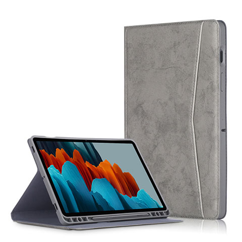 Funda de Cuero Cartera con Soporte Carcasa L06 para Samsung Galaxy Tab S7 11 Wi-Fi SM-T870 Gris