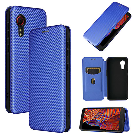 Funda de Cuero Cartera con Soporte Carcasa L06Z para Samsung Galaxy XCover 5 SM-G525F Azul