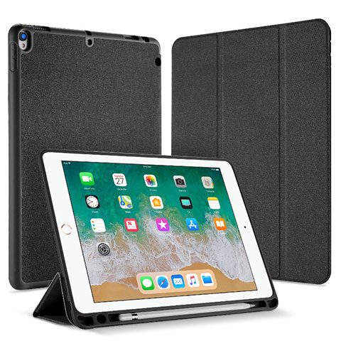 Funda de Cuero Cartera con Soporte Carcasa L07 para Apple iPad Pro 10.5 Negro