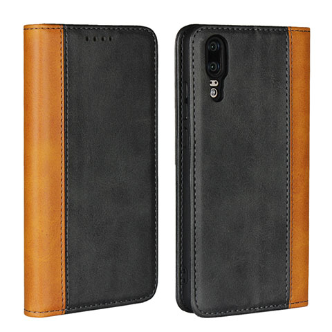 Funda de Cuero Cartera con Soporte Carcasa L07 para Huawei P20 Negro