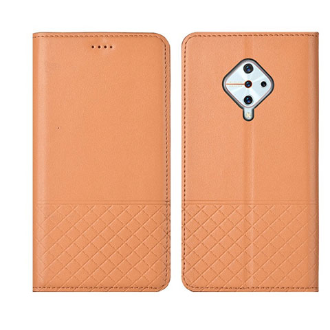 Funda de Cuero Cartera con Soporte Carcasa L07 para Vivo X50 Lite Naranja