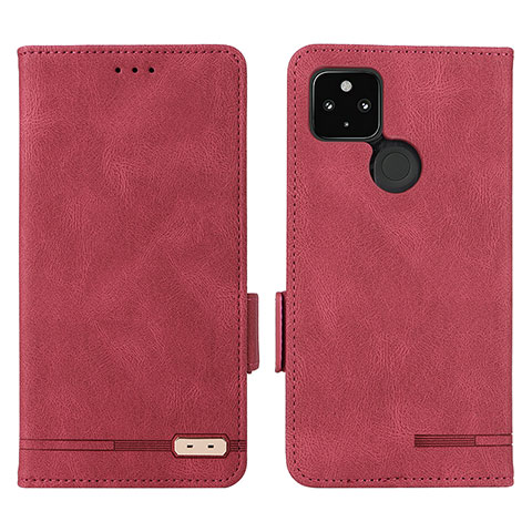 Funda de Cuero Cartera con Soporte Carcasa L07Z para Google Pixel 5 XL 5G Rojo