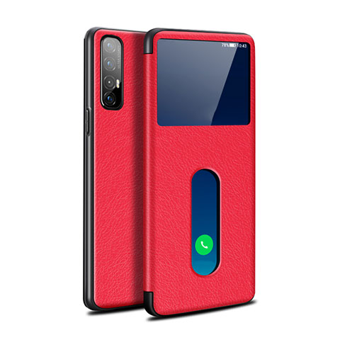 Funda de Cuero Cartera con Soporte Carcasa L08 para Oppo Find X2 Neo Rojo