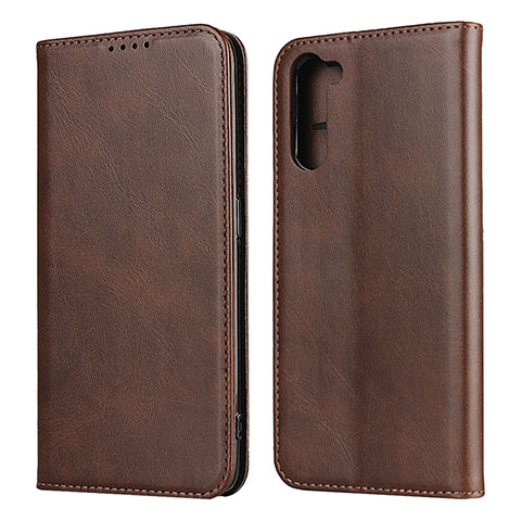 Funda de Cuero Cartera con Soporte Carcasa L08 para Oppo Reno3 A Marron