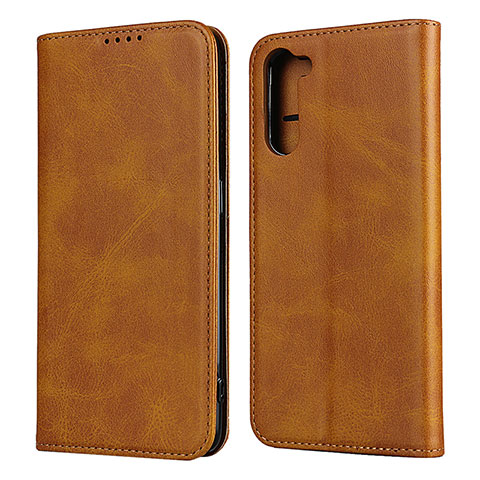 Funda de Cuero Cartera con Soporte Carcasa L08 para Oppo Reno3 A Marron Claro