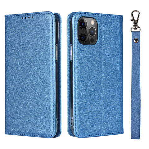 Funda de Cuero Cartera con Soporte Carcasa L09 para Apple iPhone 12 Pro Max Azul Cielo