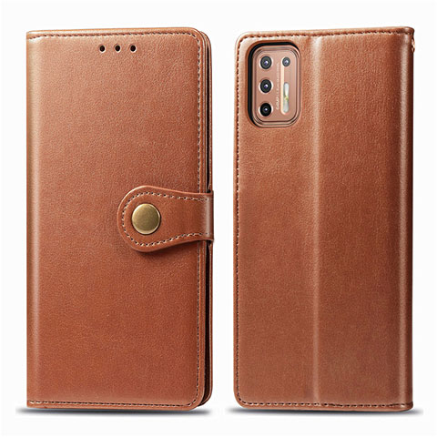 Funda de Cuero Cartera con Soporte Carcasa L09 para Motorola Moto G9 Plus Marron