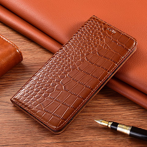 Funda de Cuero Cartera con Soporte Carcasa L09 para Xiaomi Poco X3 NFC Marron Claro