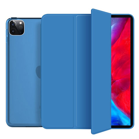 Funda de Cuero Cartera con Soporte Carcasa L10 para Apple iPad Pro 12.9 (2020) Azul