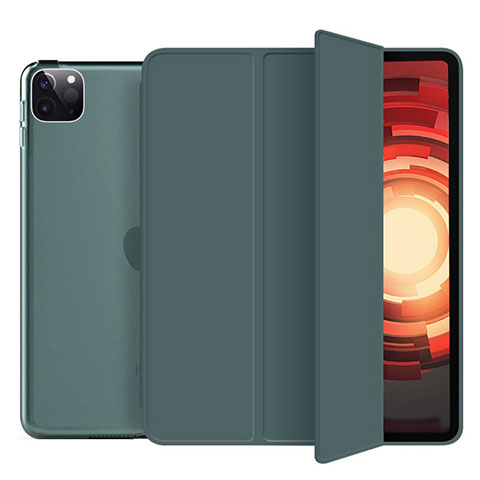 Funda de Cuero Cartera con Soporte Carcasa L10 para Apple iPad Pro 12.9 (2020) Verde