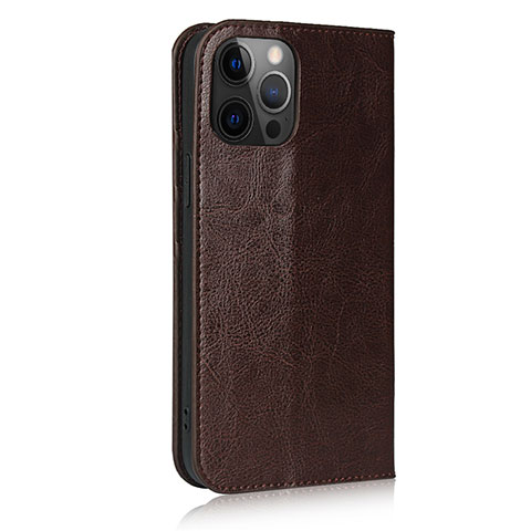 Funda de Cuero Cartera con Soporte Carcasa L10 para Apple iPhone 12 Pro Max Marron